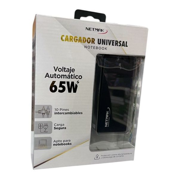 CARGADOR DE NOTEBOOK AUTOMATICO NETMAK 65W NM-1284