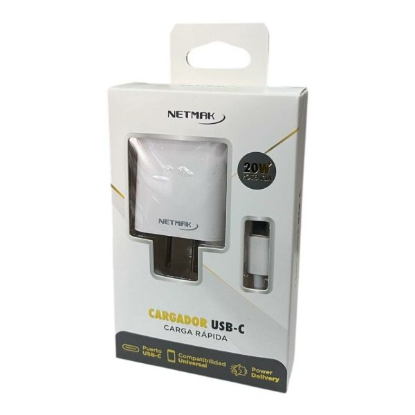 CARGADOR NETMAK USB-C+ CABLE TIPO C 20W NM-CP8