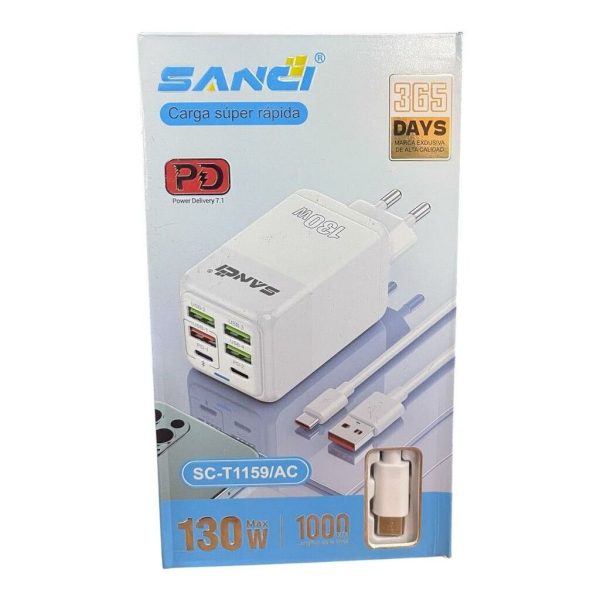 CARGADOR SANCI 130W 5V-7.1A/9V-5.1A/12V-3.1A 1 USB +TIPOC T1159AC
